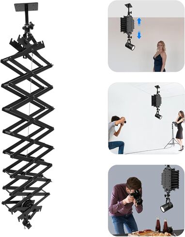 Photography Ceiling Rail, 22lbs Light Mount Support with Safety Rope, Drop Pantograph for Studio, Stages, Live Studios, Movies, TV in Kuwait