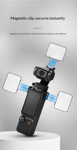 ضوء فيديو LED مغناطيسي لـ DJI OSMO Pocket 3، CRI 95+ 5600K Mini Vlog ملء ضوء، نوع C قابل لإعادة الشحن، مقاوم للماء، إضاءة محمولة فائقة الصغر لمدونات الفيديو، السيلفي، التصوير في الهواء الطلق (3) in Kuwait