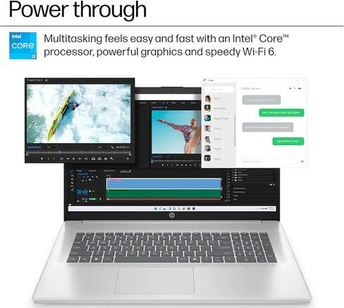 كمبيوتر محمول HP 17.3 بوصة HD+، Intel 8-Core i3-N305، ذاكرة وصول عشوائي 8 جيجابايت، 256 جيجابايت SSD، لوحة أرقام، USB-C، HDMI، Windows 11، Wi-Fi 6، شاشة كبيرة للمنزل والطلاب والمكتب واستخدام الويب والترفيه، والبث، وعمر بطارية طويل in Kuwait