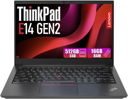 Lenovo ThinkPad E14 Gen 2 14 بوصة FHD (1920x1080) كمبيوتر محمول، الجيل الحادي عشر رباعي النواة i5-1135G7 كمبيوتر محمول، 16 جيجابايت DDR4 RAM، 512 جيجابايت SSD، HDMI، Windows 11 Pro (متجدد) in Kuwait