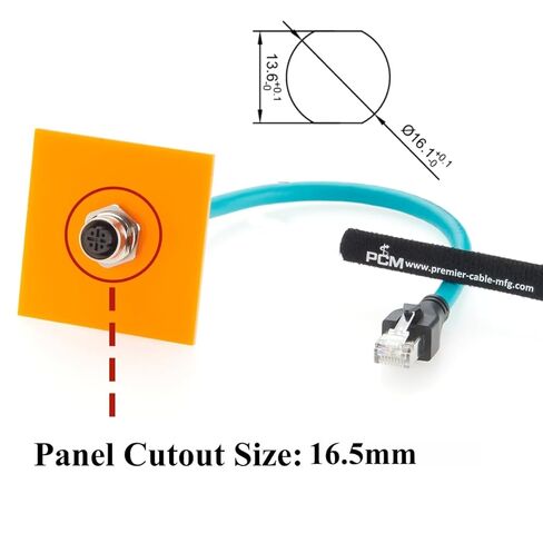 لوحة تركيب M12 D رمز 4 دبوس إلى كابل RJ45 100 ميجا بت في الثانية CAT6A SFTP كابل إيثرنت صناعي IP67 محمي RJ45 ذكر إلى M12 أنثى لـ Profinet، EtherNet/IP، Modbus TCP، PLC، مستشعر (0.3 متر) in Kuwait