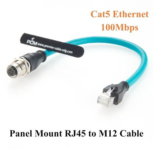 لوحة تركيب M12 D رمز 4 دبوس إلى كابل RJ45 100 ميجا بت في الثانية CAT6A SFTP كابل إيثرنت صناعي IP67 محمي RJ45 ذكر إلى M12 أنثى لـ Profinet، EtherNet/IP، Modbus TCP، PLC، مستشعر (0.3 متر) in Kuwait