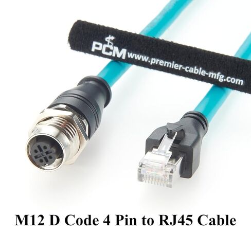 لوحة تركيب M12 D رمز 4 دبوس إلى كابل RJ45 100 ميجا بت في الثانية CAT6A SFTP كابل إيثرنت صناعي IP67 محمي RJ45 ذكر إلى M12 أنثى لـ Profinet، EtherNet/IP، Modbus TCP، PLC، مستشعر (0.3 متر) in Kuwait
