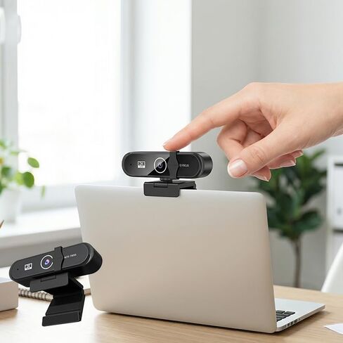 كاميرا ويب 2K للكمبيوتر المحمول مع ميكروفون وغطاء للخصوصية، توصيل وتشغيل كاميرا كمبيوتر USB مع التركيز التلقائي، كابل 59 بوصة، توافق واسع للبث، مكالمات الفيديو، الاجتماعات عبر الإنترنت، أسود in Kuwait