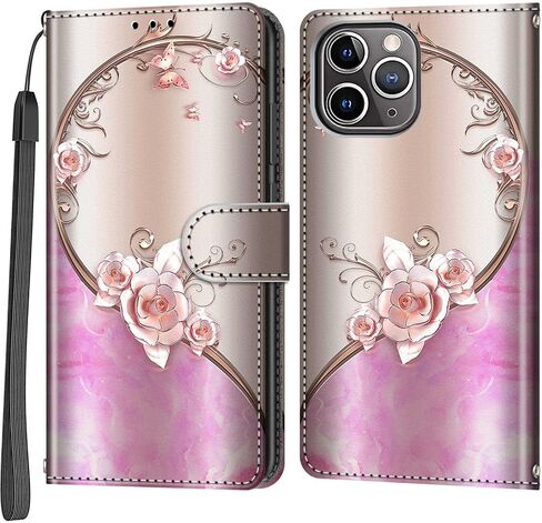 Case Wallet for iPhone 12 Pro Max, with [3 Card Slots], Kickstand Magnetic Closure PU Leather Shockproof Protective Flip Cover 6.7", Pink Rose in Kuwait