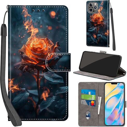 Case Wallet for iPhone 12 Pro Max, with [3 Card Slots], Kickstand Magnetic Closure PU Leather Shockproof Protective Flip Cover 6.7", Pink Rose in Kuwait