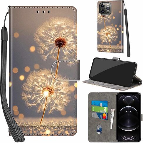 حافظة محفظة لهاتف iPhone 13 Pro Max، مع [3 فتحات للبطاقات]، غطاء قلاب واقٍ من جلد البولي يوريثان بقفل مغناطيسي مقاوم للصدمات مقاس 6.7 بوصات، وردي وردي in Kuwait