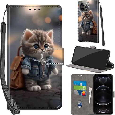 Case Wallet for iPhone 13 Pro Max, with [3 Card Slots], Kickstand Magnetic Closure PU Leather Shockproof Protective Flip Cover 6.7", Pink Rose in Saudi Arabia