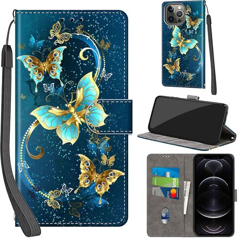 Case Wallet for iPhone 13 Pro Max, with [3 Card Slots], Kickstand Magnetic Closure PU Leather Shockproof Protective Flip Cover 6.7", Pink Rose in Saudi Arabia