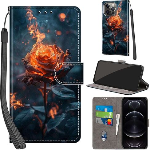 Case Wallet for iPhone 13 Pro Max, with [3 Card Slots], Kickstand Magnetic Closure PU Leather Shockproof Protective Flip Cover 6.7", Pink Rose in Saudi Arabia