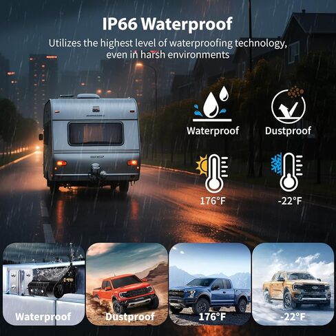 Solar Magnetic Wireless Backup Camera, 7 Inch Portable Installation RV Backup Camera, 1080P HD Rear View Camera, Rechargeable 7'' Monitor Kit for Car, IR Night Vision, 150° Wide Angle, DIY Guide Lines in Kuwait