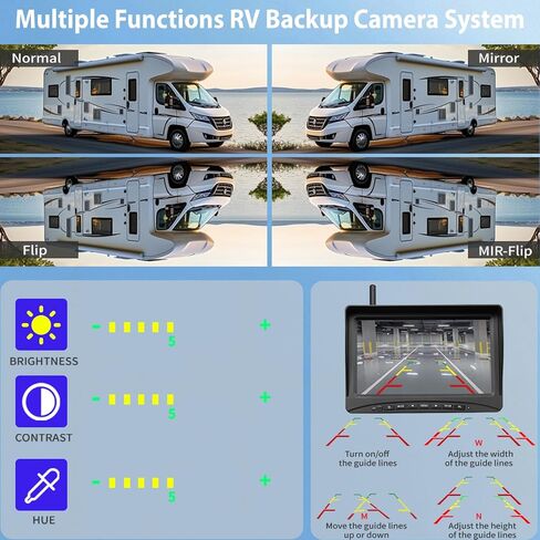Solar Magnetic Wireless Backup Camera, 7 Inch Portable Installation RV Backup Camera, 1080P HD Rear View Camera, Rechargeable 7'' Monitor Kit for Car, IR Night Vision, 150° Wide Angle, DIY Guide Lines in Kuwait