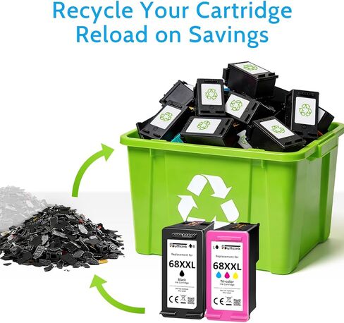 خراطيش حبر 68XXL 68e 6155e 6555e 6100e عالية الإنتاجية متوافقة مع خراطيش حبر HP 68 حزمة كومبو سوداء/ملونة متوافقة مع HP Ink 68 مناسبة لطابعة Envy 6500e 6165e 6152e 6552e 6558e 6110e 6520 in Kuwait