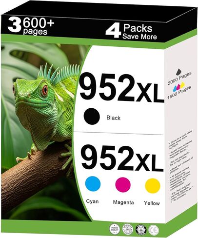 حزمة كومبو خرطوشة حبر 952 XL متوافقة مع HP 952XL لطابعة OfficeJet 8702 Pro 8710، 8720، 8725، 8210، 8715، 8740، 7720، 7740، 8730، 8216، 8700، 8200، 8716 مع الإصدار 14.4.1 شريحة C/M/Y/K، 4 عبوات in Kuwait