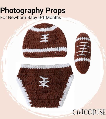 Newborn Rugby Football Photography Props - Crochet Baby Photoshoot Prop Sports Costume for Infant Girls Boys in Kuwait