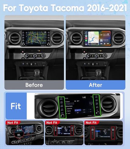 4G+64GB Car Radio Stereo for Toyota Tacoma 2016-2021, 10" Touch Screen Head Unit with Android 13/CarPlay/Android Auto/GPS Navigation/Bluetooth/FM/DSP Radio/AHD Backup Camera in Kuwait