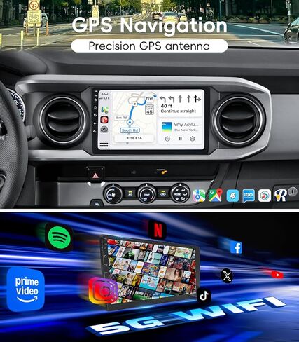 4G+64GB Car Radio Stereo for Toyota Tacoma 2016-2021, 10" Touch Screen Head Unit with Android 13/CarPlay/Android Auto/GPS Navigation/Bluetooth/FM/DSP Radio/AHD Backup Camera in Kuwait