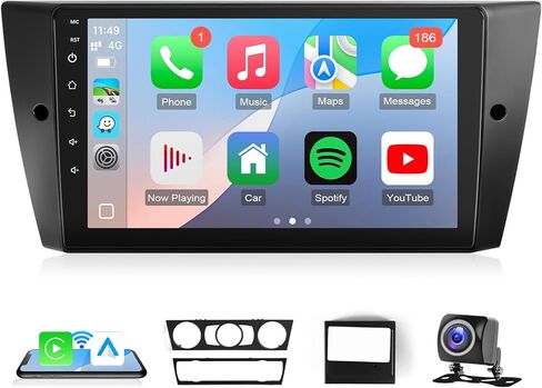 Leadfan Car Radio for BMW 3 Series 328i 335i 325i (E90/E91/E92/E93) 2005 2006 2007 2008 2009 2010 2011, Wireless Carplay Android Auto,GPS Bluetooth Backup Camera (Not for Harman Kardon Optical Fiber) in Kuwait