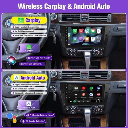 Leadfan Car Radio for BMW 3 Series 328i 335i 325i (E90/E91/E92/E93) 2005 2006 2007 2008 2009 2010 2011, Wireless Carplay Android Auto,GPS Bluetooth Backup Camera (Not for Harman Kardon Optical Fiber) in Kuwait