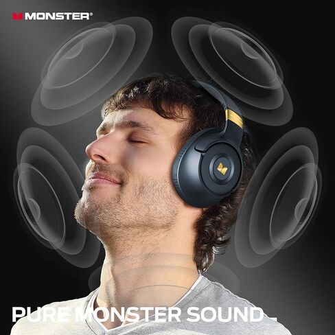 Monster Persona SE ANC Active Noise Cancelling Headphones, Bluetooth Headphones Over Ear, 60H Playtime, HiFi Stereo Audio, Deep Bass, Built-in Mic, Wireless Headsets for Home Office(Blue) in Kuwait
