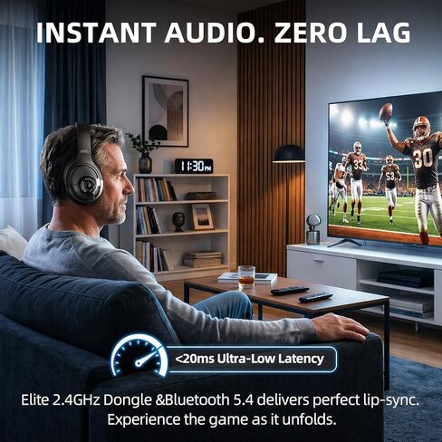AOC Wireless Headphones for TV, TV Headphones Wireless for Seniors, 2.4GHz Plug and Play Transmitter for No Audio Delay, 48H Battery Over Ear Headset with Bluetooth 5.4 in Kuwait