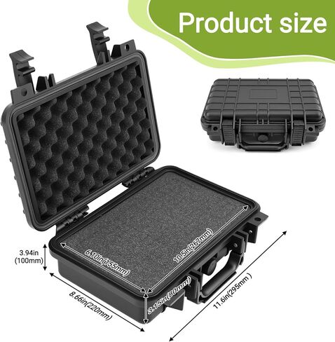 Nineleaf Water-Proof Box, with Cush- Proof Sponge, IP67 Large Waterproof Hard Case with Customizable Foam, Perfectly Protection of Camera, Drones, Lens,Equipments,11.61 x 8.66 x 3.94in,2PK in Kuwait