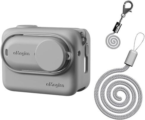 BTG Silicone Protective Cover with Lens Cap and Lanyard for Insta360 Go 3 Camera Accessories Silicone Case Housing (Grey) in Kuwait