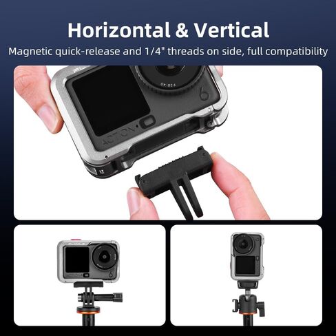 BTG هيكل من الألومنيوم هيكل قفصي للكاميرا إطار معدني لملحقات الكاميرا DJI Osmo Action 6 غطاء إطار واقي مع 1/4 حذاء بارد لميكروفون ضوء الفيديو in Kuwait