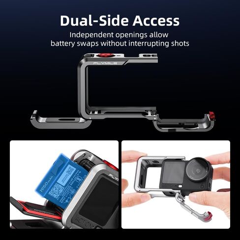 BTG هيكل من الألومنيوم هيكل قفصي للكاميرا إطار معدني لملحقات الكاميرا DJI Osmo Action 6 غطاء إطار واقي مع 1/4 حذاء بارد لميكروفون ضوء الفيديو in Kuwait