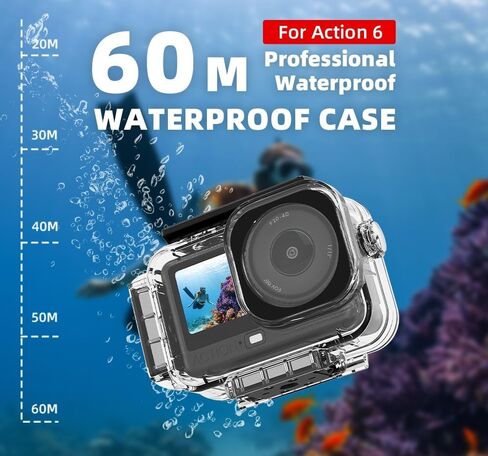 حافظة مضادة للماء مغناطيسية مزدوجة سريعة الفك من BTG لملحقات الكاميرا DJI OSMO Action 6، هيكل تحت الماء، هيكل قفصي يدعم 60 مترًا للغوص العميق والغطس والسباحة in Kuwait