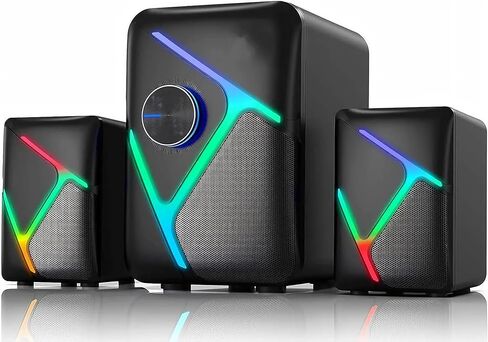 مكبرات صوت للألعاب 2.1 مع إضاءة متدرجة RGB، ومكبرات صوت للكمبيوتر الشخصي مع صوت ديناميكي، ومزودة بمنفذ USB و3.5 مم Aux، ومكبرات صوت للكمبيوتر المكتبي مع التحكم في مستوى الصوت، متوافقة مع الكمبيوتر الشخصي والكمبيوتر المحمول وPS4 والتلفزيون والهاتف in Kuwait