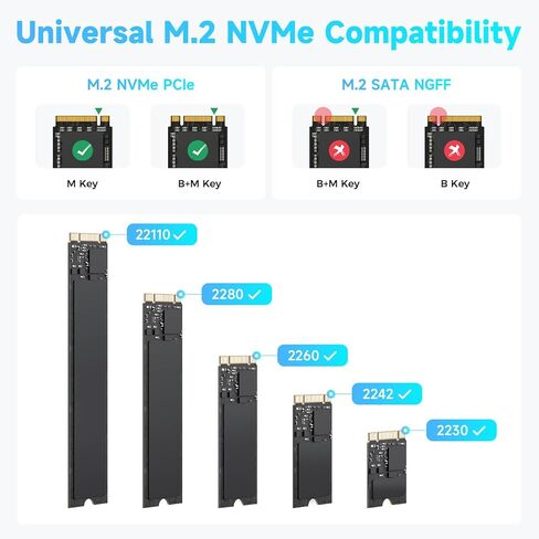 RSHTECH Dual Bay M.2 NVMe SSD Duplicator Dock, 10Gbps USB 3.2 Docking Station, Support M Key/B+M Key 2230/2242/2260/2280/22110 NVMe SSDs, Offline Clone, Tool-Free, RSH-M10D in Kuwait