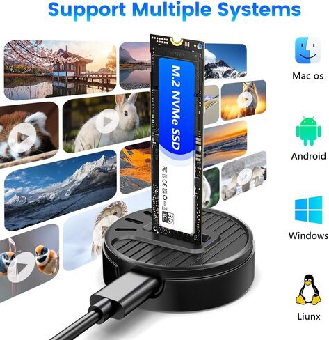 محطة إرساء M.2 NVMe & SATA SSD، قارئ بطاقات محول قارئ SSD بسرعة 10 جيجابت في الثانية، التوصيل والتشغيل، يدعم محركات أقراص M/B+M Key SSD (2230-22110)، حاوية محرك أقراص صلبة بروتوكو مزدوجة لأجهزة الكمبيوتر المحمول/الكمبيوتر الشخصي in Kuwait