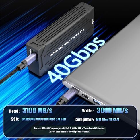 GLOTRENDS ST5115 40Gbps USB4 M.2 NVMe SSD Enclosure for 2280/2230 M.2 NVMe SSD, ASM2464 Controller, Compatible with Thunderbolt 4/3/USB4/USB C in Kuwait
