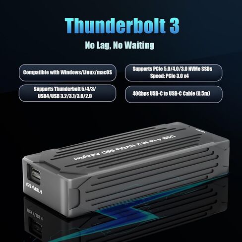 GLOTRENDS ST5115 40Gbps USB4 M.2 NVMe SSD Enclosure for 2280/2230 M.2 NVMe SSD, ASM2464 Controller, Compatible with Thunderbolt 4/3/USB4/USB C in Kuwait