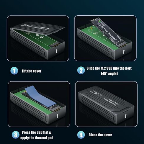 GLOTRENDS ST5115 40Gbps USB4 M.2 NVMe SSD Enclosure for 2280/2230 M.2 NVMe SSD, ASM2464 Controller, Compatible with Thunderbolt 4/3/USB4/USB C in Kuwait