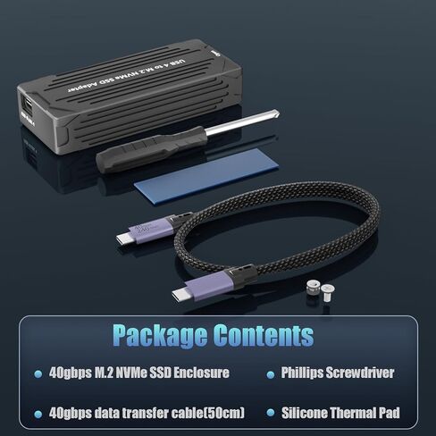 GLOTRENDS ST5115 40Gbps USB4 M.2 NVMe SSD Enclosure for 2280/2230 M.2 NVMe SSD, ASM2464 Controller, Compatible with Thunderbolt 4/3/USB4/USB C in Kuwait