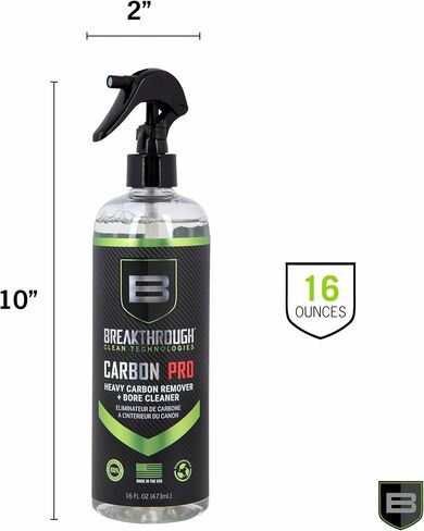 Breakthrough Clean Technologies Clean Heavy Carbon Remover - Gun Barrel and Bore Cleaner - All Purpose Degreaser - Perfect for Handguns and Rifles - 16oz Bottle, Clear in Kuwait