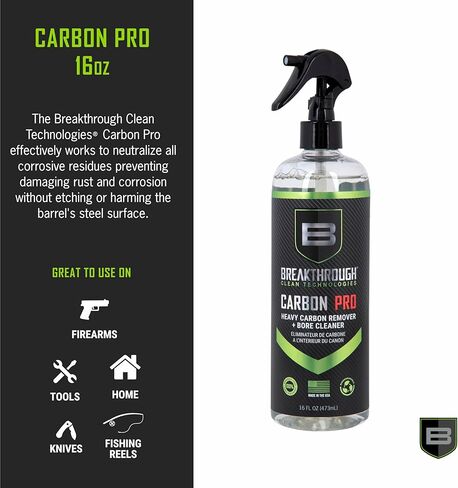 Breakthrough Clean Technologies Clean Heavy Carbon Remover - Gun Barrel and Bore Cleaner - All Purpose Degreaser - Perfect for Handguns and Rifles - 16oz Bottle, Clear in Kuwait