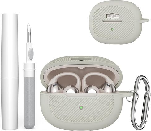 Silicone Case Cover for SHOKZ OpenDots ONE-Open-Ear Headphones with Keychain&Cleaning Pen kit,Premium Soft Silicone,Anti-Scratch Shockproof Case for SHOKZ OpenDots ONE Earbuds Charging Case (Grey) in Saudi Arabia