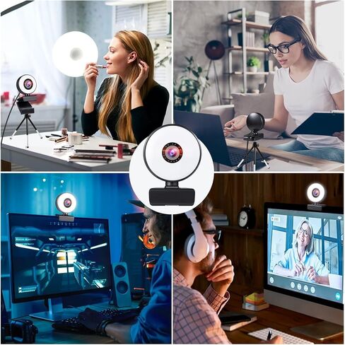 Webcam 4K Mini Web Camera for PC Computer Laptop with Microphone Auto Focus Light Video Webcam 1080P 2K Live Web Cam Accessories for Business Meetings (2k (with Tripod)) in Kuwait