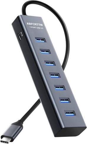 موزع USB 3.0 بطول 4 أقدام و7 منافذ لسطح المكتب - محور موسع USB من الألومنيوم بسرعة 5 جيجابت في الثانية، محول USB متعدد المنافذ، مقسم USB، كابل USB طويل لسطح المكتب، الكمبيوتر الشخصي، محرك أقراص فلاش، محرك الأقراص الصلبة المحمول، Windows/XPS، 1.2 متر in Kuwait