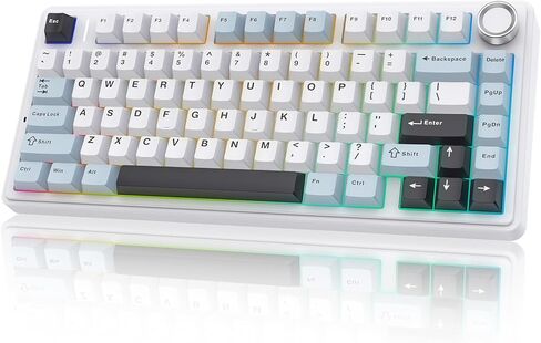 AULA F75 - 75% Wireless Mechanical Keyboard,Hot Swappable Custom Gaming Keyboard with Knob,BT5.0/2.4GHz/USB-C,RGB Backlit,Pre-lubed Switches,Double Shot PBT Keycaps,Creamy Mechanical Gaming Keyboards in Kuwait
