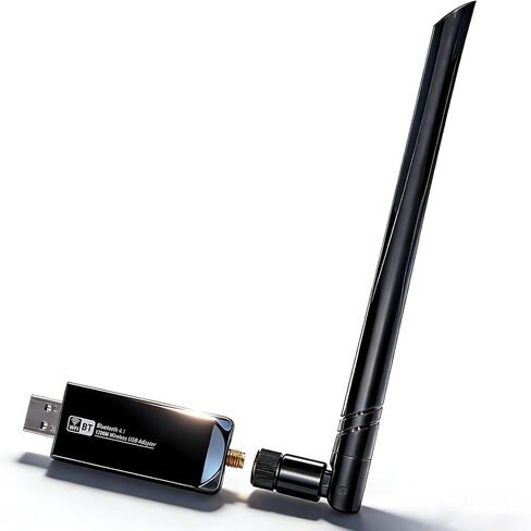 JAPOO USB WiFi Bluetooth Adapter for PC, AC1200 Dual Band WiFi Dongle with Bluetooth 4.2, USB 3.0 Wireless Network Adapter with 5dBi Antenna for Desktop Laptop, Windows 11/10 in Kuwait