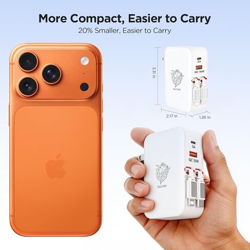 Ultra-Compact 4-in-1 Retractable Wall Charger, Travel Charger with Built-in USB-C Cable & Charging Cable for Older iPhones, 35W Fast Charger for iPhone 17/16/15/14/13/12, iPad, Galaxy in Kuwait