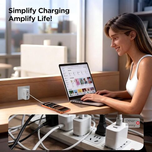 Ultra-Compact 4-in-1 Retractable Wall Charger, Travel Charger with Built-in USB-C Cable & Charging Cable for Older iPhones, 35W Fast Charger for iPhone 17/16/15/14/13/12, iPad, Galaxy in Kuwait