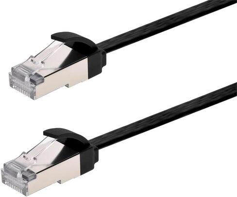 كابل تصحيح Monoprice Cat6A Ethernet - حذاء مسطح نحيف U/FTP 32AWG مصبوب بطول 5 أقدام أسود in Kuwait