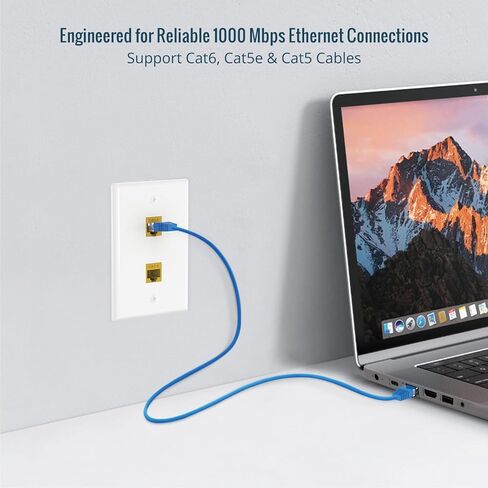 مقرنة Keystone Cat6 المدرجة من UL من Tecmojo، مقبس إيثرنت RJ45 بسرعة 1000 ميجابت في الثانية، أنثى إلى أنثى، تصميم نحيف للوحات التصحيح ولوحات الحائط، أصفر (25 حزمة) in Kuwait