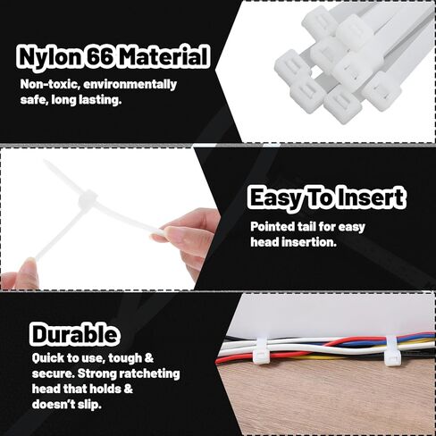 100 Pcs 36 Inch White Heavy Duty Zip Ties, Cable Ties, UV Resistant Nylon Tie Wraps for Indoor Outdoor Use, Bundling Fences, Awnings, Branches, Water Pipes in Kuwait