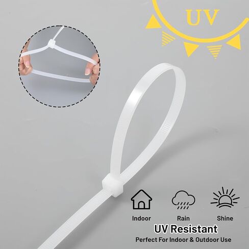 100 Pcs 36 Inch White Heavy Duty Zip Ties, Cable Ties, UV Resistant Nylon Tie Wraps for Indoor Outdoor Use, Bundling Fences, Awnings, Branches, Water Pipes in Kuwait